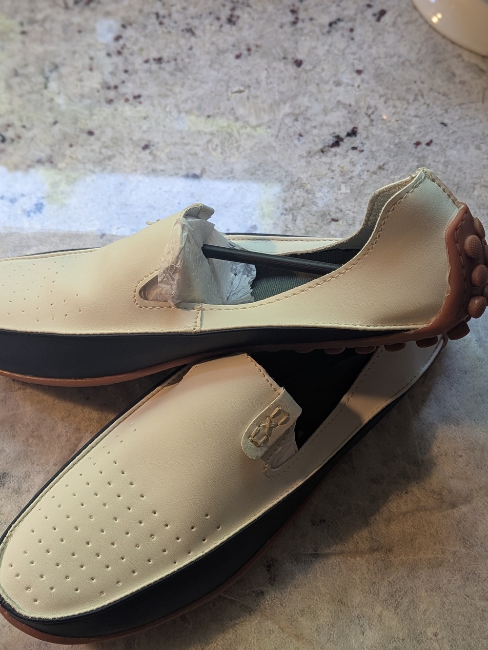 Classic Men's Slip-On Driving Moccasins - Navy/Tan